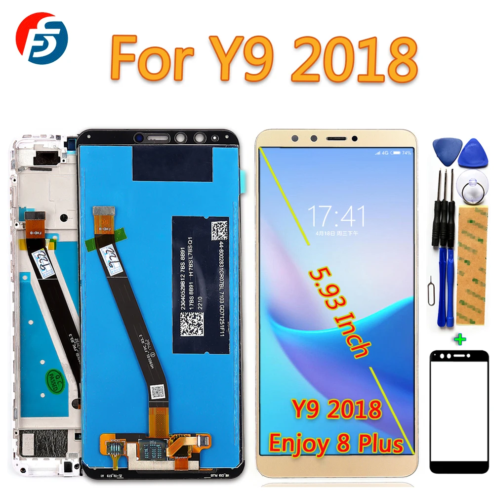 Сенсорный экран 5 93 дюйма качества AAA для Huawei Y9 2018 / Enjoy 8 Plus FLAL22 LX2 LX1 ЖК дисплей