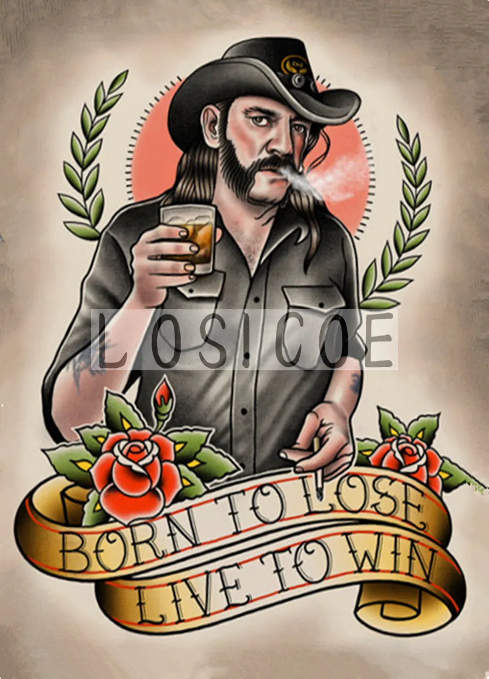 &quotBORN TO LOSE LIVE WIN&quot 30х42 см ностальгия Винтаж крафт бумага постер без рамки живопись