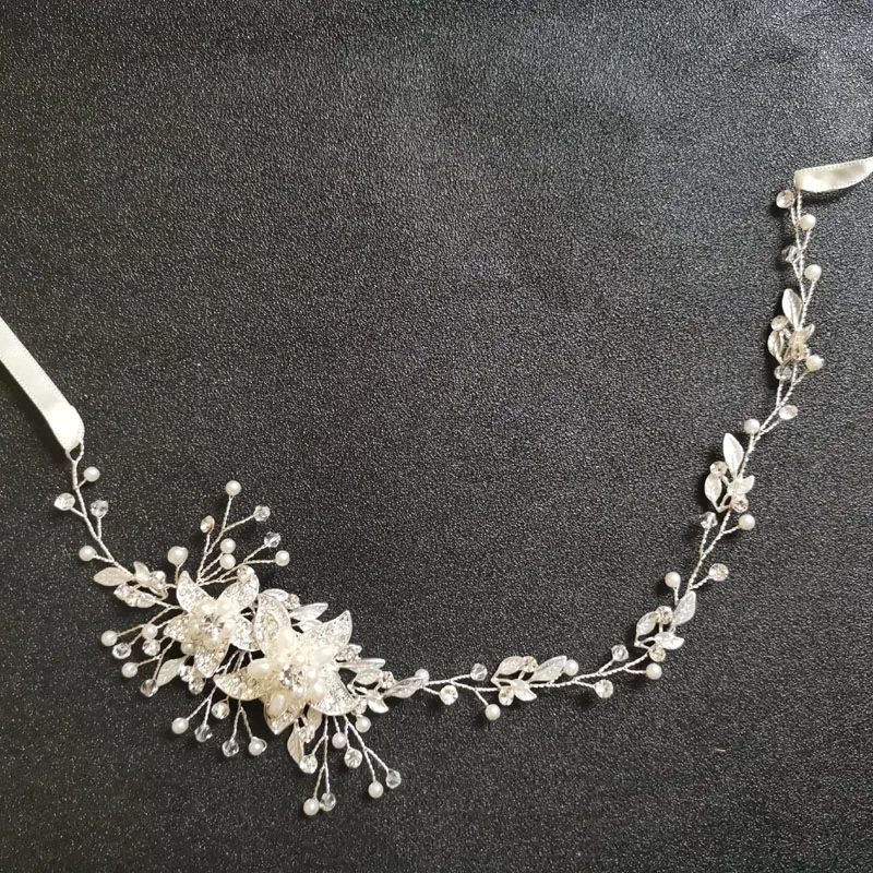 SLBRIDAL ручная работа 3 цвета хрустальные стразы жемчуг свадебные аксессуары для