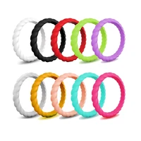 finger ring engagement hypoallergenic thin silicone rings woven rubber wedding rings