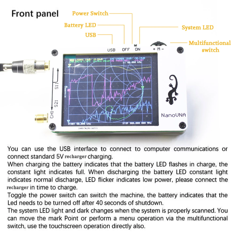 Векторный анализатор сети цифровой ЖК дисплей сенсорный экран 50 кГц 900 МГц