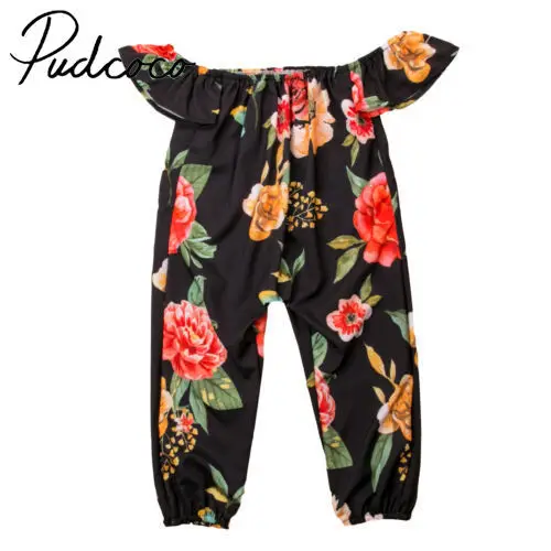 2020 летний детский хлопковый комбинезон для маленьких девочек черный цветочный наряд хлопковая
