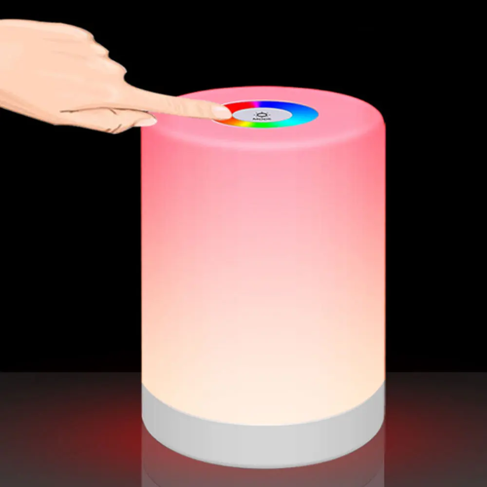 

1.6w LED Touch Control Night Light Induction Dimmer Lamp Smart Bedside Lamp Dimmable RGB Color Change Rechargeable Smart Light