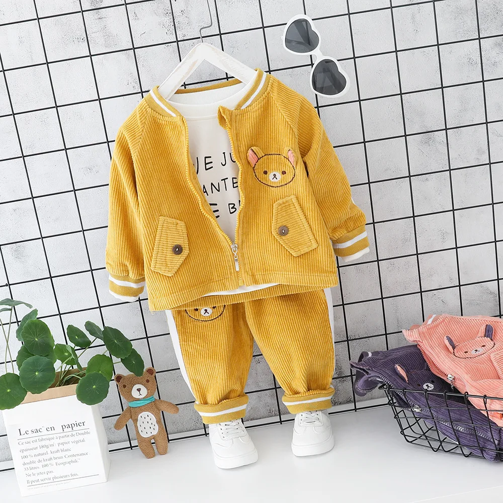 Baby boys clothing sets spring autumn toddler casual cotton coat+tops+pants 3pcs tracksuits for bebe girls infant sports suits |