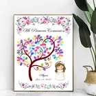 Персонализированная Дата имени Mi Primera Comunion отпечаток пальца Сделай Сам холст Обложка для святой причастия сувенирное украшение для вечеринки