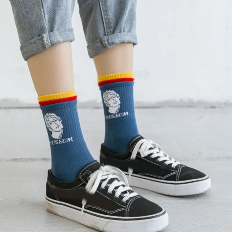 

Foot Socks Cartoon Skateboard Socks Funny Cartoon Inscription People Tube Socks Cotton Mid Calf Length Luokou socks Cute Hosiery