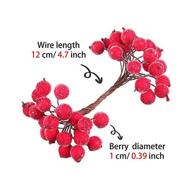 40pcs Artificial Berry Vivid Red Holly Berries Decorative Mini Christmas Frosted Home Garland New Beautiful | Дом и сад