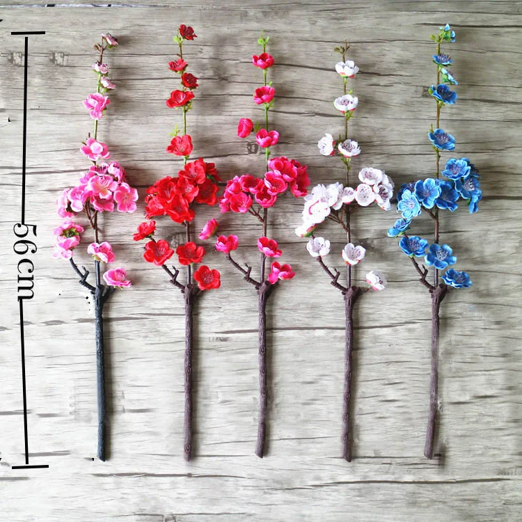 Ramo de flores plastico 3 piezas flor cerezo искусственные растения Slik Sakura Decoration boda para el hogar ramo