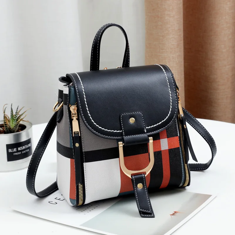 

Women Backpack with Free Gift Multiple Using Women Grid Backpacks Female School Bag Girls Travel Bag Purse Free Shipping