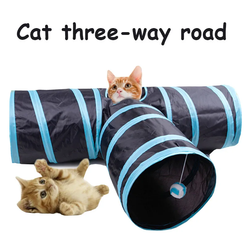 

Pet supplies cat car paper three-way tunnel Zhiyi cat toy drill bucket foldable cat channel