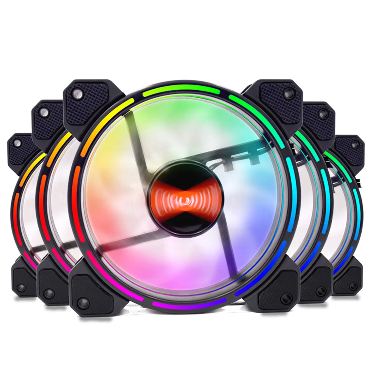 12 В постоянного тока 120 мм RGB компьютерный кулер вентилятор двойной Aura PC чехол вентилятор охлаждения для бесшумной игровой чехол с ИК-пультом дистанционного управления