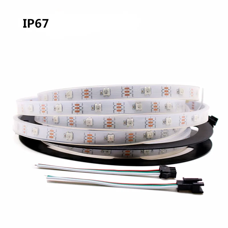 IP67 Waterproof DC5V Водонепроницаемый IP30/65/67 WS2812B 5050 RGB Светодиодные ленты 144/60/30 светодиодный s/M WS2812 индивидуальный адресуемый умный светодиодный Пиксельная лента света - Испускаемый цвет: IP67 Waterproof