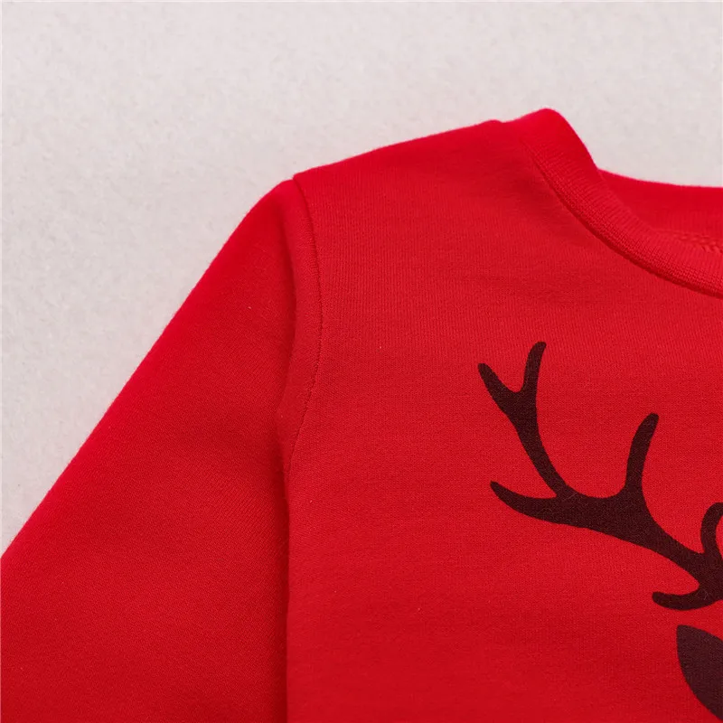 Children's Pullover Tops Red Nose Reindeer Pattern Round Neck Long Sleeve Hoodies Christmas Clothes for Boys Girls 0-4T