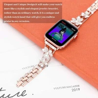 metal diamond strap for apple watch 7 6 5 4 se 44mm 40mm luxury replacement strap for iwatch 3 42mm 38mm four leaf clover strap
