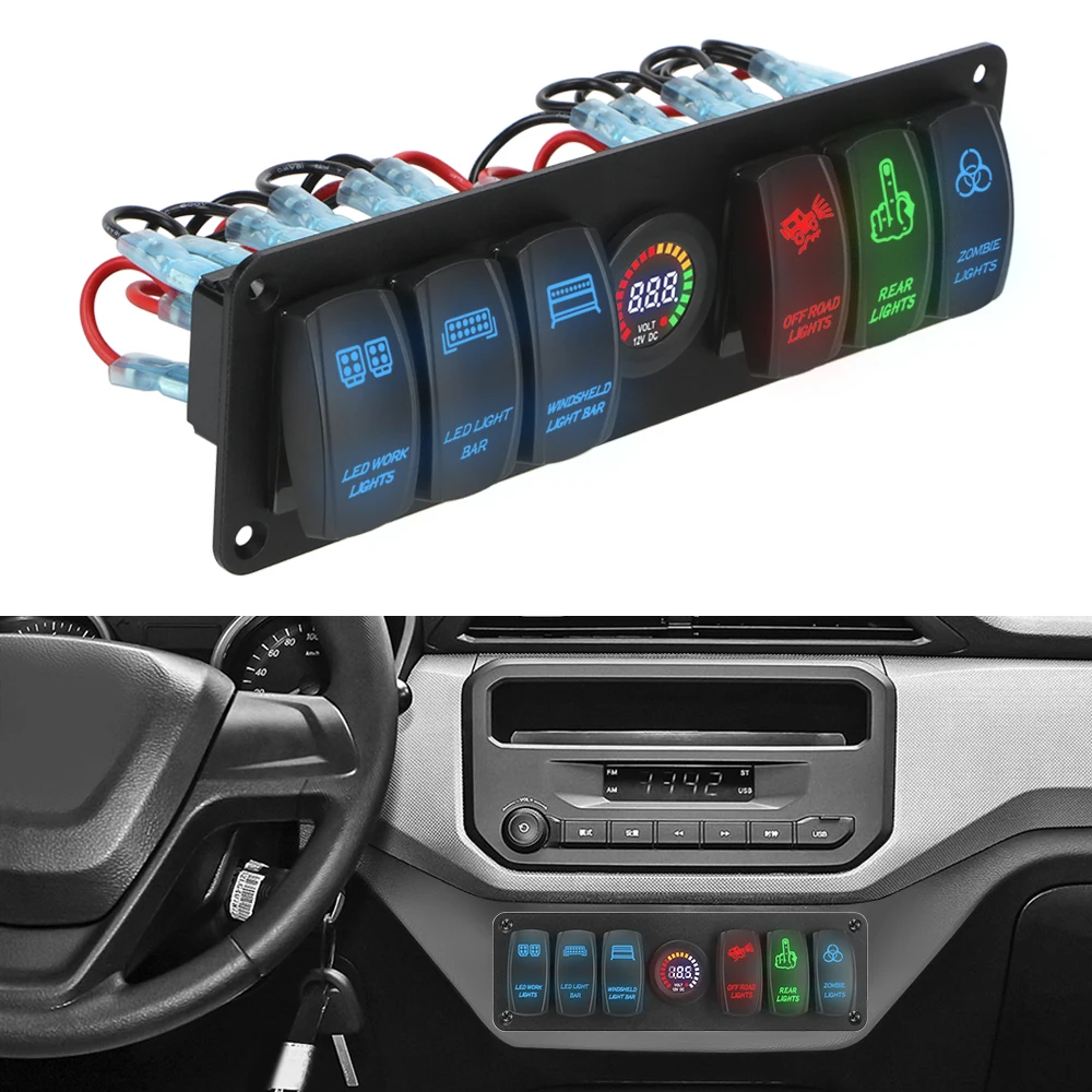 6 кнопочный цветной переключатель панель 12 В/24 В светодиодный светодиодным