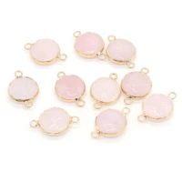 2pcs natural rose quartzs pendant connectors irregural connectors pendant charms for making jewelry necklace gift 15x24mm