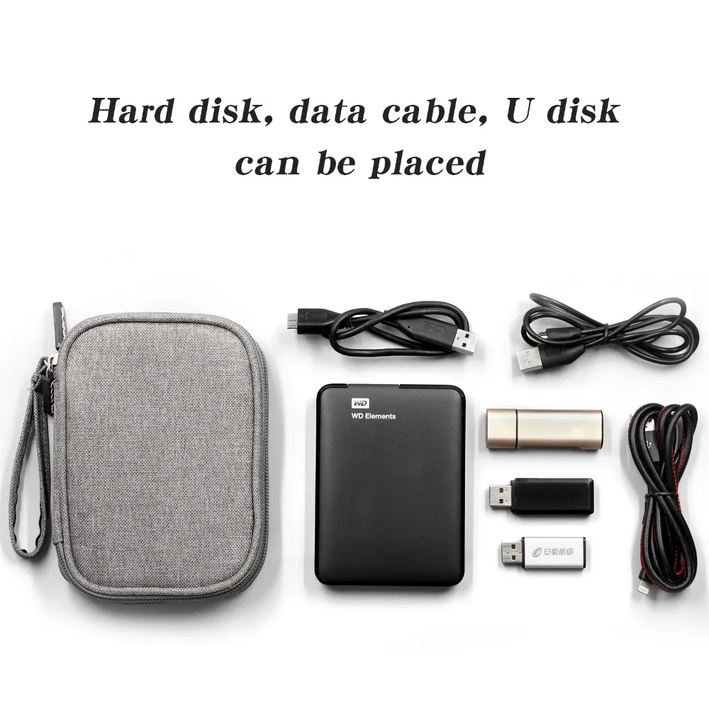 

Oxford Fabric Double Deck Soft Shockproof Carrying Digital Organizer Travel External Storage HDD Case Hard Drive Pouch Bag