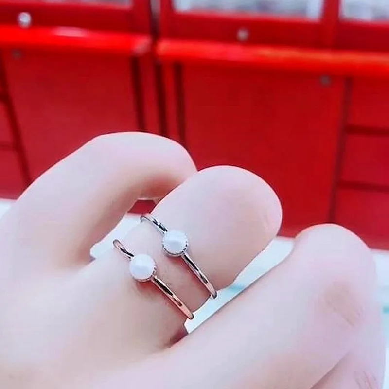 

OMHXFC Wholesale XR38 European Fashion Hot Woman Girl Party Birthday Wedding Gift Simple Pearl 100% 925 Sterling Silver Ring 1PC