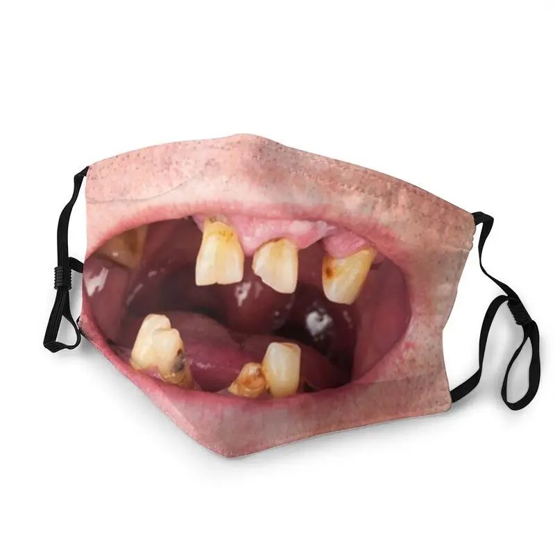 

Funny Bad Teeth Face Mask Unisex Adult Anti Dust Tooth Mask Protection Respirator Non-Disposable Mouth Muffle