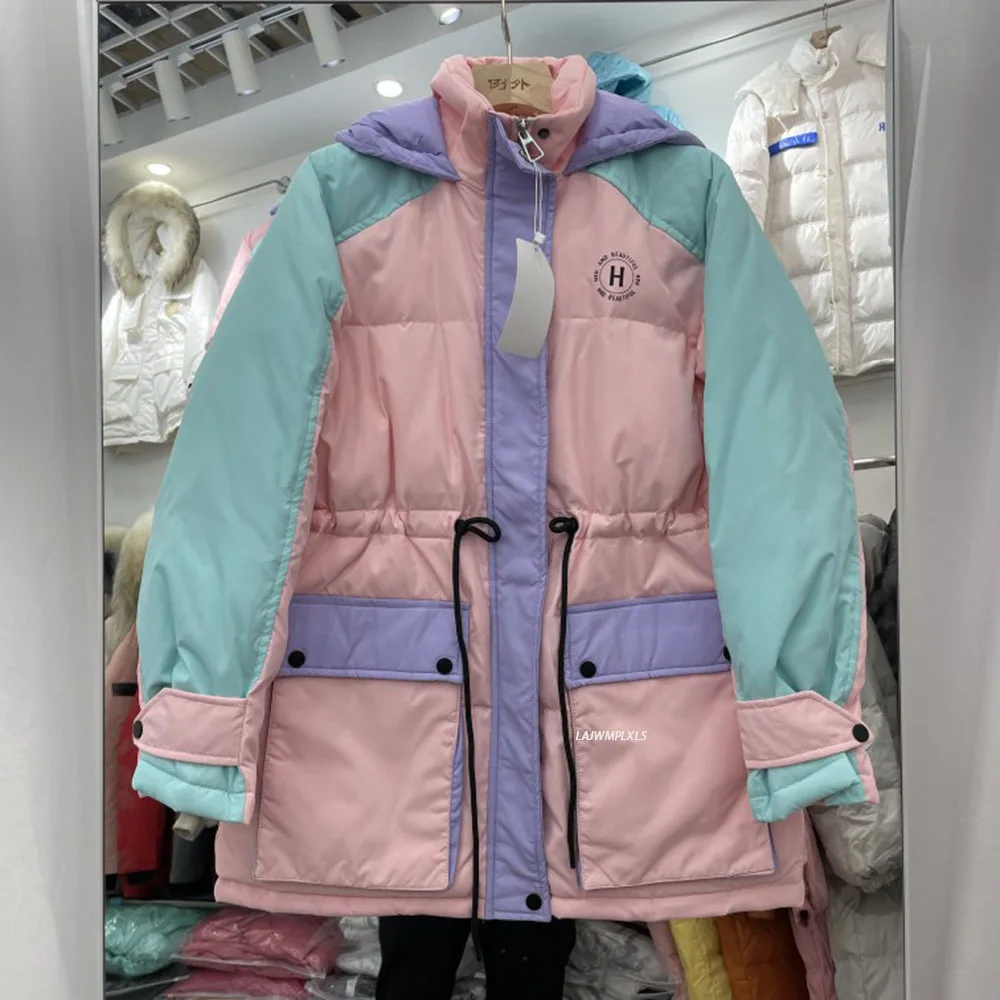 

Женский зимний пуховик в стиле хип-хоп, свободный Универсальный пуховик в уличном стиле, 2021