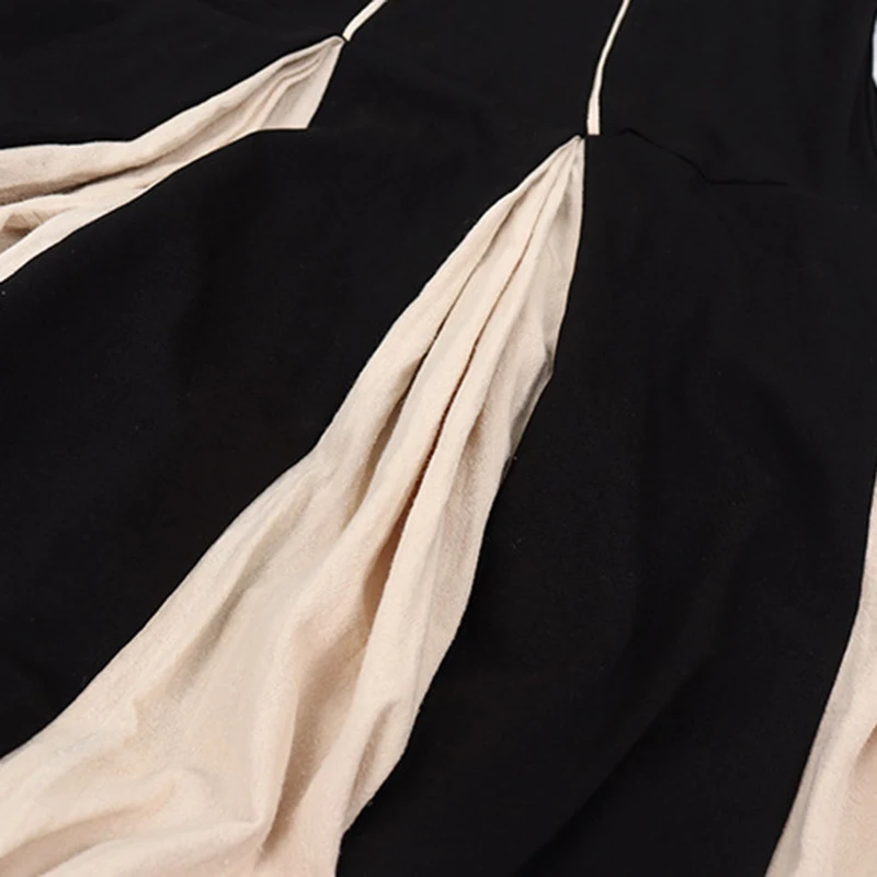 

CHICEVER Streetwear Dress For Women Turtleneck Long Sleeve High Waist Patchwork Ruffle Designer Oversize Dresses Female 2020 New