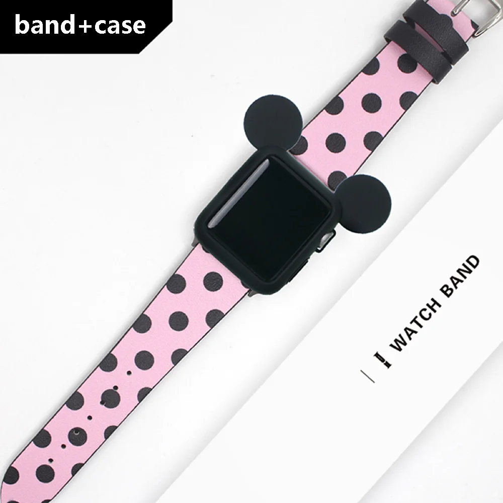 Ремешок для apple watch band 42 мм Натуральная кожа apple watch аксессуары 40 мм iwatch 4 полосы 44 мм 38 мм Микки корпус для мыши женщина - Цвет ремешка: 8