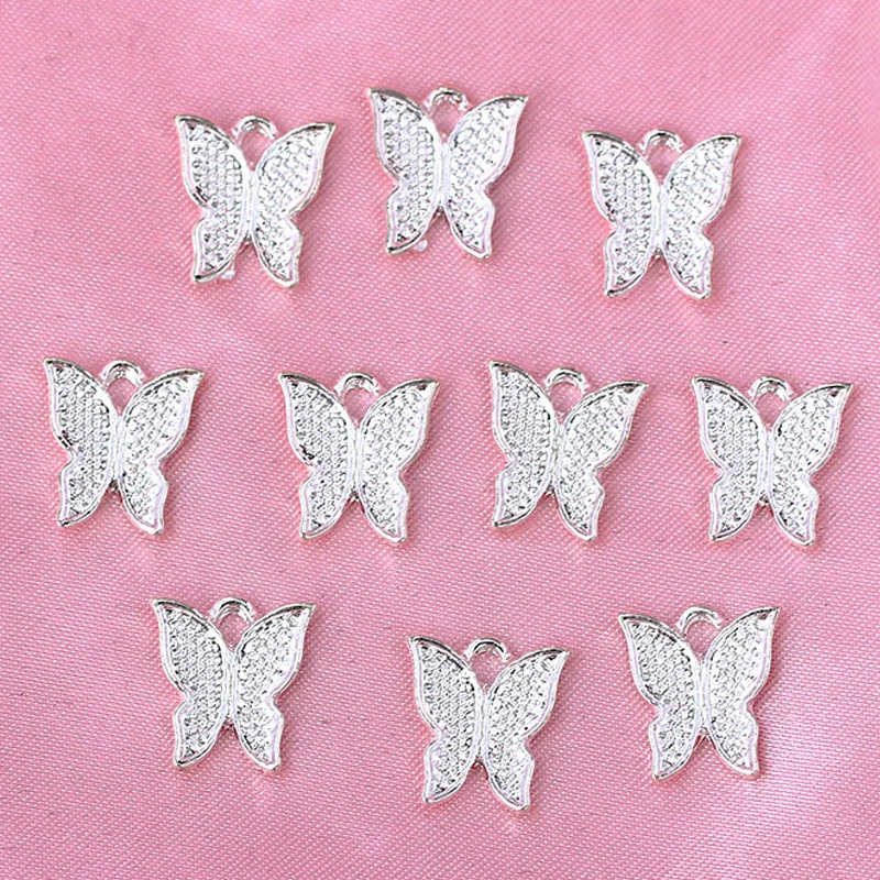 

10Pcs Metal Cute Butterfly Charms Gold Silver Color Alloy Insect Necklace Pendant Accessories For DIY Fashion Jewelry Whoesale
