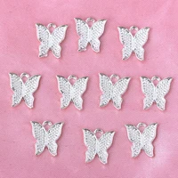 10pcs metal cute butterfly charms gold silver color alloy insect necklace pendant accessories for diy fashion jewelry whoesale