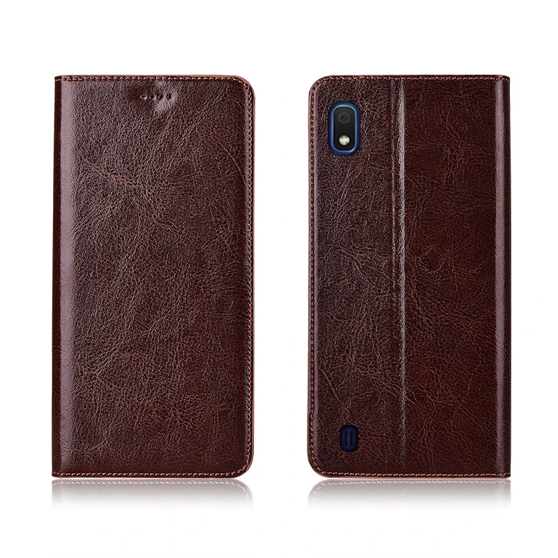 Магнитный чехол-подставка Crazy Horse из натуральной кожи для телефона Samsung Galaxy A10 A20 A30