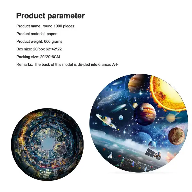 

Earth Puzzle 1000 Pieces / Round Puzzle Starry Sky Adult Kids Planets Puzzle Toy Educational Games And Puzzle Children's Toys