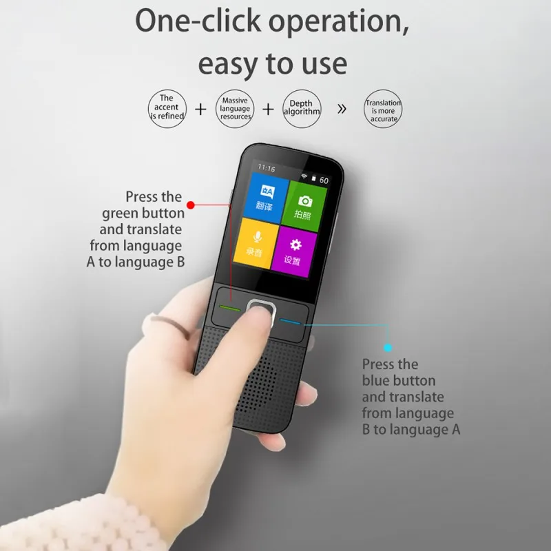 Высший сорт многофункциональный голосовой переводчик 137 языков двухсторонний WiFi
