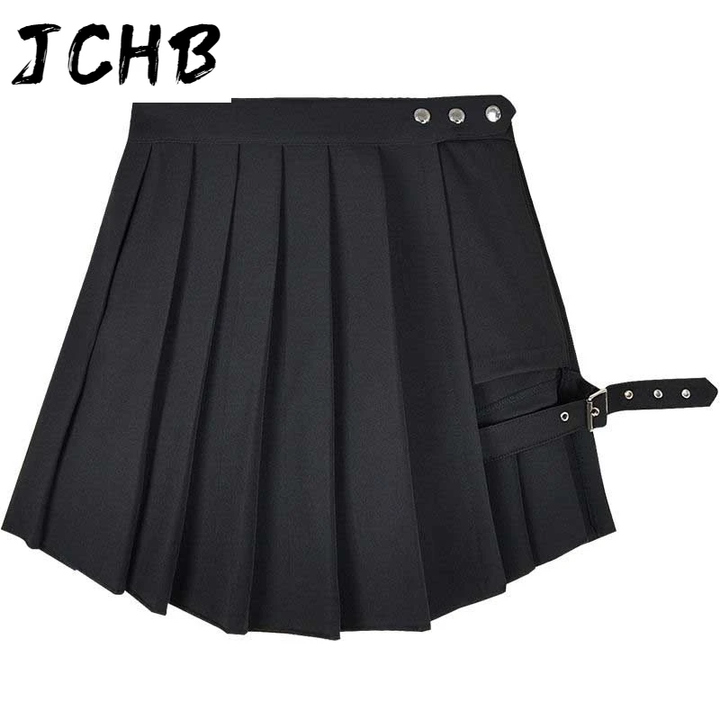 

2021 New Style Summer Women Skirt Harajuku Gothic Black Sexy High Waist Pleated Skirt Punk Girl's Short Skirts with Shor