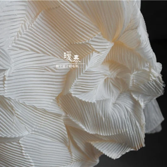 

Yellow Stereo Louver Pleated Fabric Miyake Style DIY Pants Skirts Dress Stage Background Garment Designer Cotton Fiber Fabric