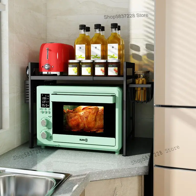 Подвесная полка для микроволновой печи с двойным уровнем хранения для кухонного стола и рабочей поверхности.