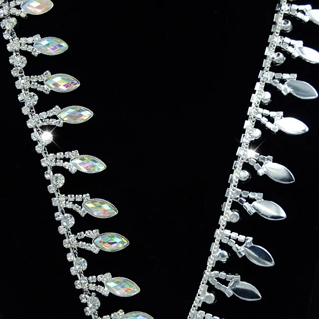 Стеклянная стразы кисточка цепочка с оборками кристалл AB отделка свадебное