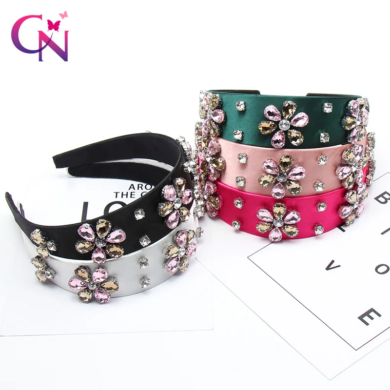 CN Fashion Baroque Rhinestone Hairband Women Luxurious Crystal Diamond Headbands Wide bezel For Girls Hair Band Accessories |