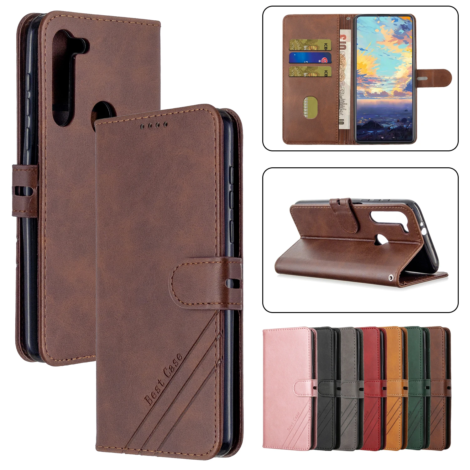 

Leather Flip Case For MOTO G6 2018 Plus G7 Power G8 Play G8Plus E6 E5 Z4 Motorola Cover Card Slots Stand Wallet Protect Soft Bag