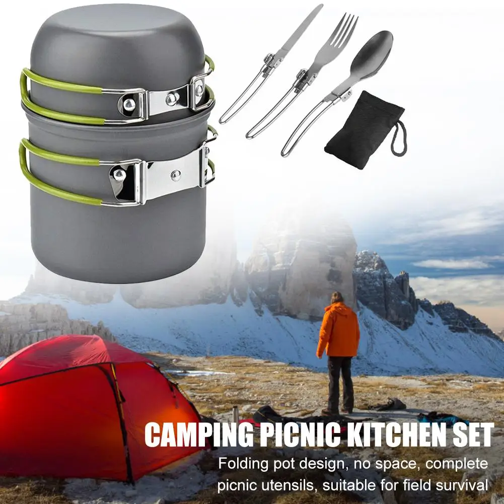 Новый набор посуды для кемпинга на открытом воздухе портативная посуда столовые