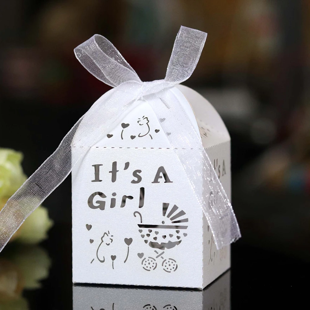 Лазерная резка 50 шт. It's a Girl &amp Boy Детские вечерние коробки конфетных цветов для