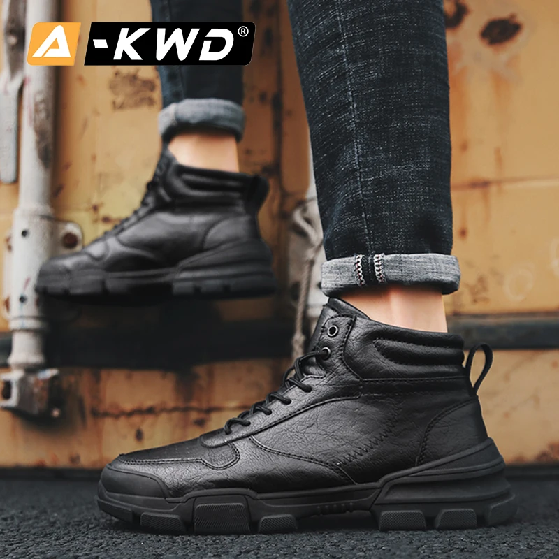 Fashion Autumn Breathable Men Sneakers Casual Shoes Winter Boots With Fur Zapatos Hombre Invierno High Top Work 44 | Обувь