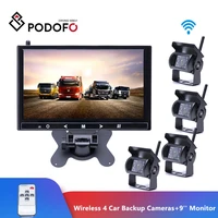 podofo wireless 4 car backup cameras waterproof 18 ir night vision 9 inch hd monitor rear view monitor for truck trailerrv