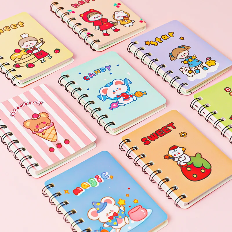 

1PCS Cartoon Bear Flip Coil Notebook Student Portable Pocket Notepad Mini Notebook A7 School Office Supply