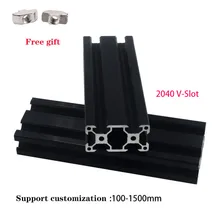 4pcs 2040 V- Slot Aluminum Profile Extrusion Frame Black European Standard 100mm-1200mm Anodized Linear For CNC 3D Printer Parts