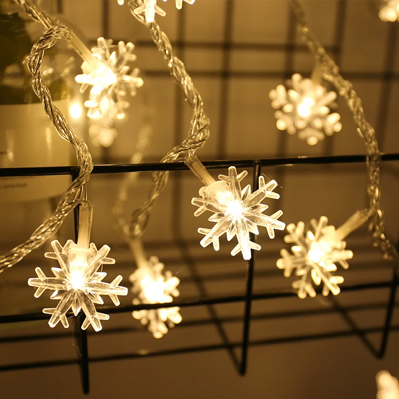 

2Pcs Snowflake String Light 20LED Christmas Garland Fairy Ball Light Lanterns Xmas Outdoor Party Decor Battery Power