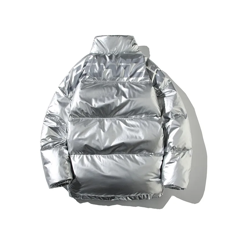 FOJAGANTO Silver Shiny Men Winter Coat Fashion Hooded Warm Thicken Blue Cotton Padded Jacket 2020 New Parka Male | Мужская одежда