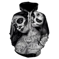 fashion retro beauty mask skeleton 3d print sweatshirt men women cool motorcycle style male hoodie hip hop skull hooded hoodies