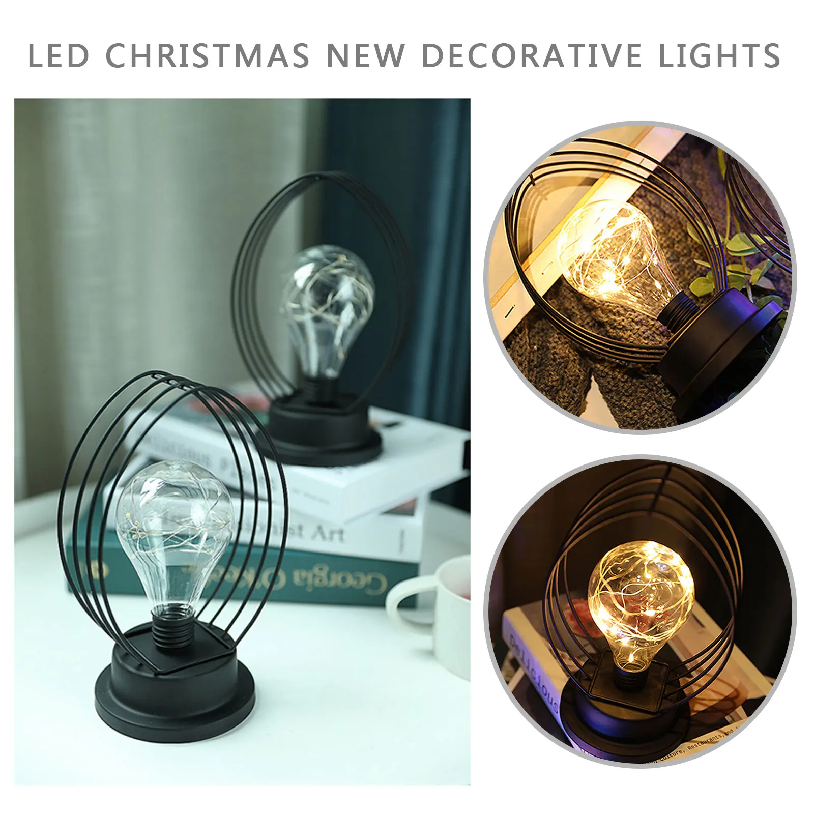 

Iron Night Light Vintage Metal Wire Table Lamp Bedside Dimmable Nightstand Lamp Home Decor For Living Table Or Office With Bulb