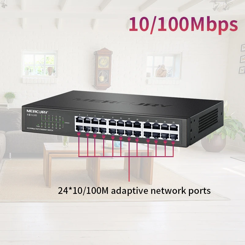 MERCURY S124D 24 Port 10/100M 3 2 Гбит/с автоматический MDI/MDI X полу/ полный DuplexFast Enternet сетевой