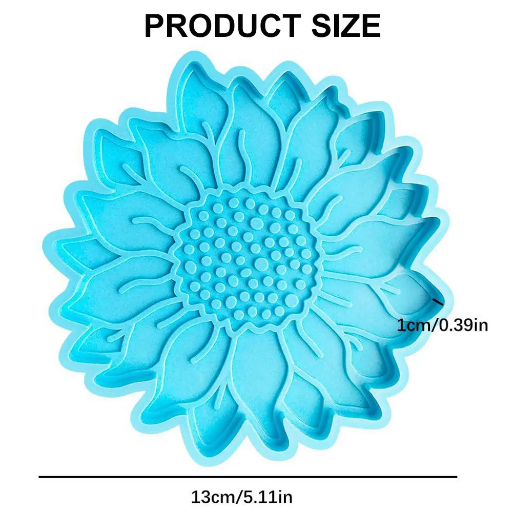 

2PCS Coaster Resin Mold Sunflower Coaster Epoxy Resin Mold Round Tray Cup Mat Mould DIY Crafts Home Decoration Making Tool