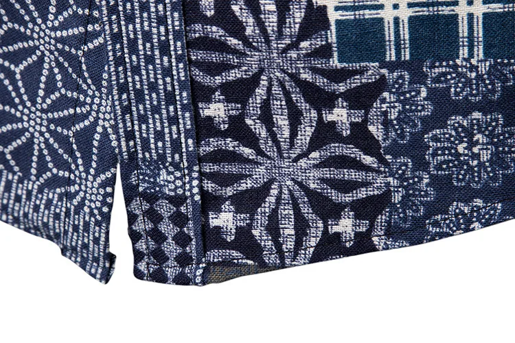 Мужская Повседневная рубашка из хлопка и льна винтажная с цветочным принтом